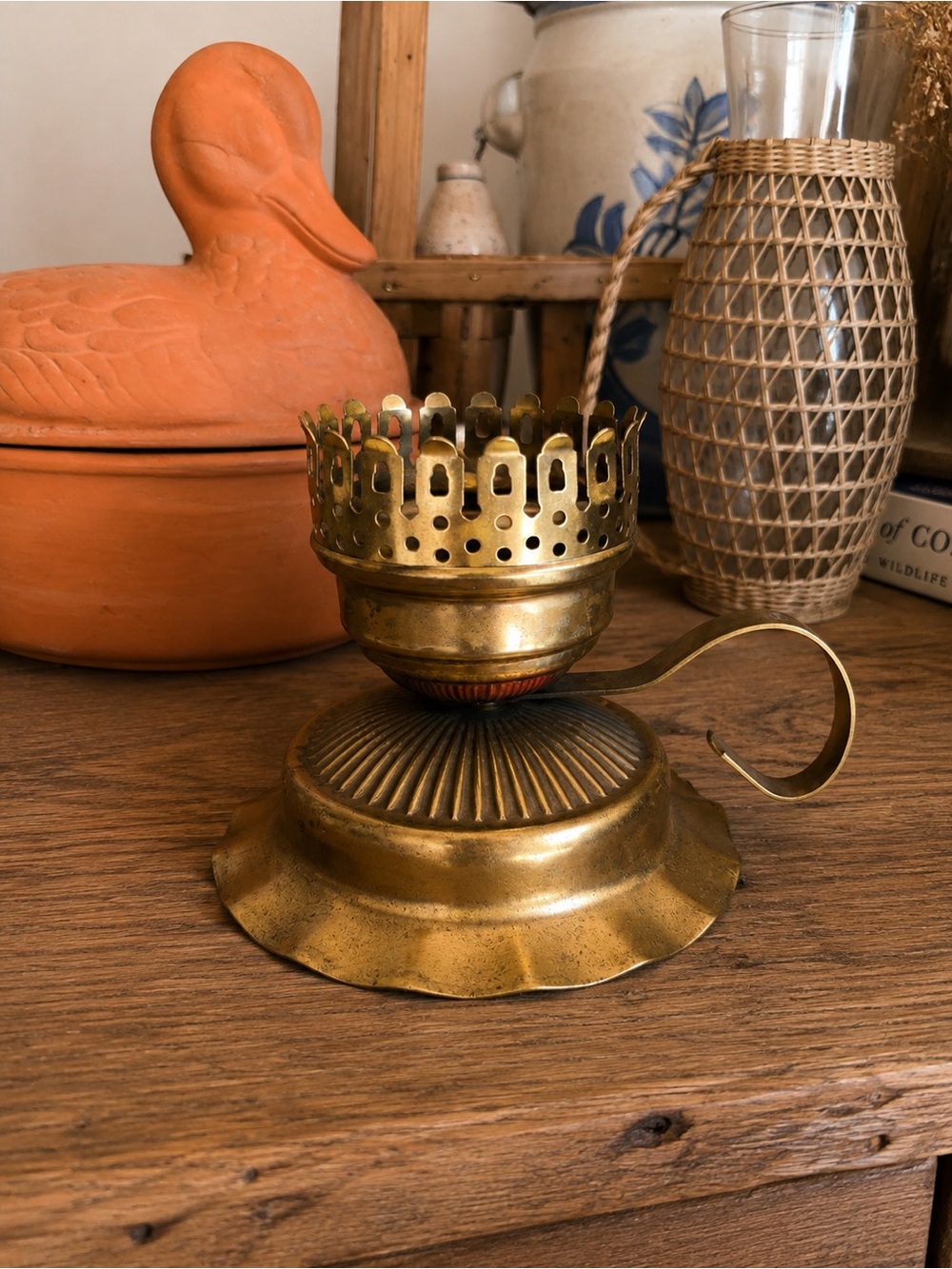 Vintage Brass Fanned Candle Holder